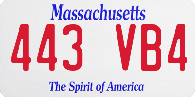 MA license plate 443VB4