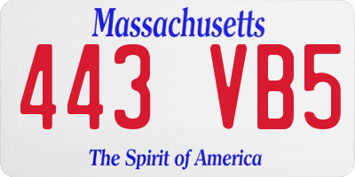 MA license plate 443VB5