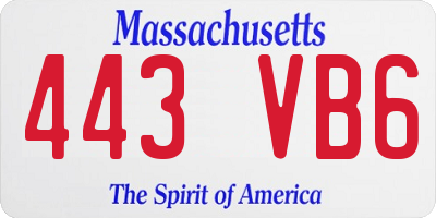 MA license plate 443VB6