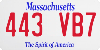 MA license plate 443VB7