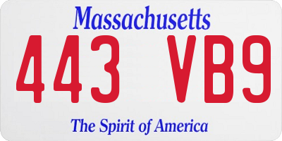 MA license plate 443VB9