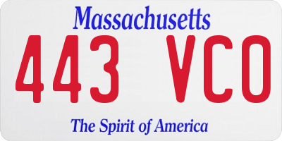 MA license plate 443VC0
