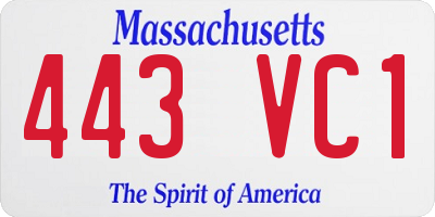 MA license plate 443VC1