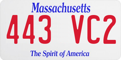 MA license plate 443VC2