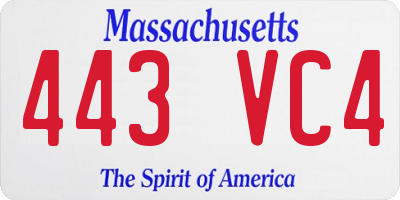 MA license plate 443VC4
