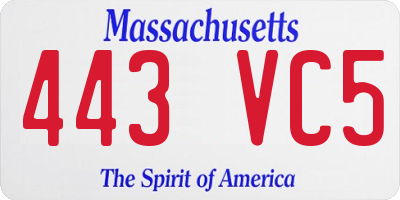 MA license plate 443VC5