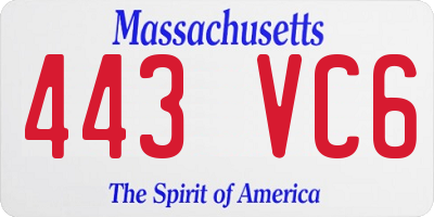 MA license plate 443VC6