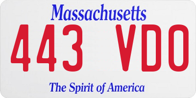 MA license plate 443VD0