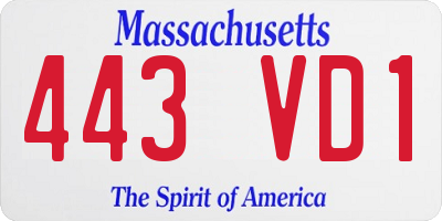 MA license plate 443VD1