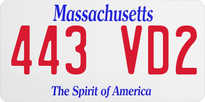 MA license plate 443VD2
