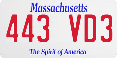 MA license plate 443VD3