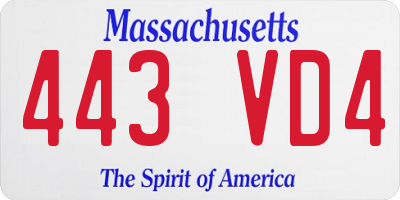 MA license plate 443VD4
