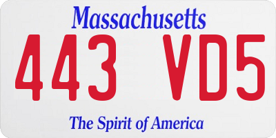 MA license plate 443VD5