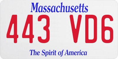 MA license plate 443VD6
