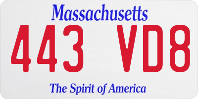MA license plate 443VD8