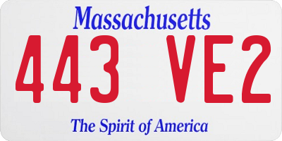 MA license plate 443VE2