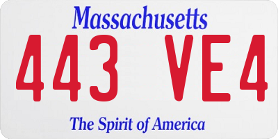 MA license plate 443VE4