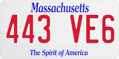 MA license plate 443VE6