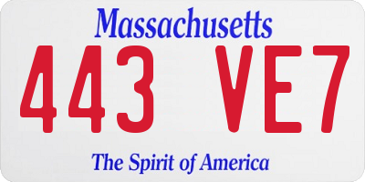 MA license plate 443VE7