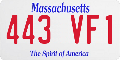 MA license plate 443VF1