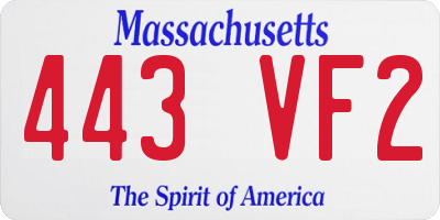 MA license plate 443VF2