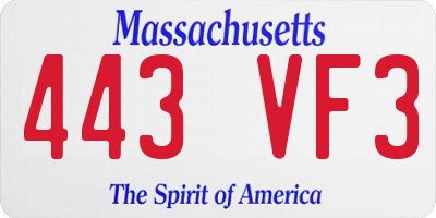 MA license plate 443VF3