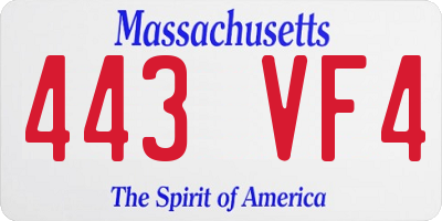 MA license plate 443VF4