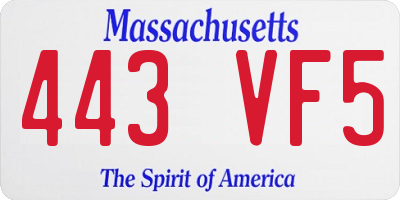 MA license plate 443VF5