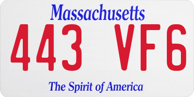 MA license plate 443VF6