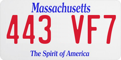 MA license plate 443VF7