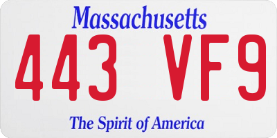 MA license plate 443VF9