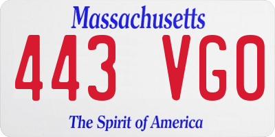 MA license plate 443VG0