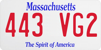 MA license plate 443VG2