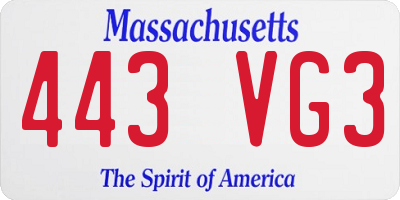 MA license plate 443VG3