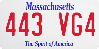 MA license plate 443VG4