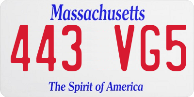 MA license plate 443VG5