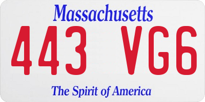 MA license plate 443VG6