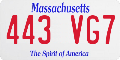 MA license plate 443VG7