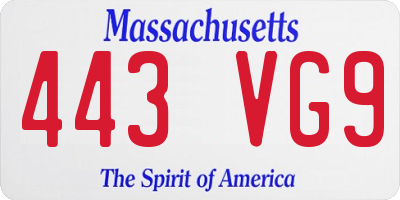 MA license plate 443VG9