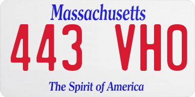 MA license plate 443VH0