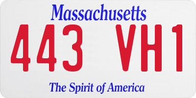 MA license plate 443VH1