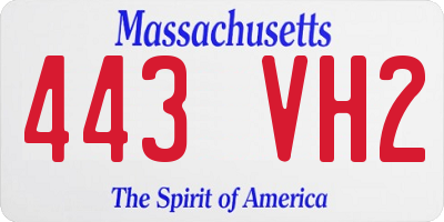 MA license plate 443VH2