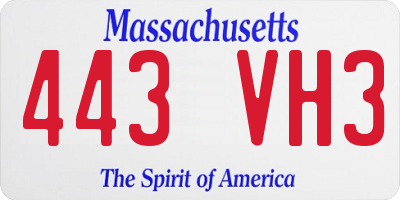 MA license plate 443VH3