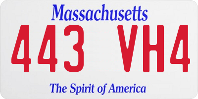 MA license plate 443VH4