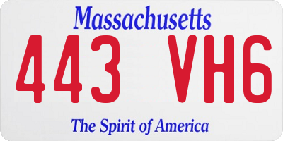 MA license plate 443VH6
