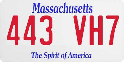 MA license plate 443VH7
