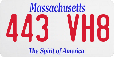 MA license plate 443VH8