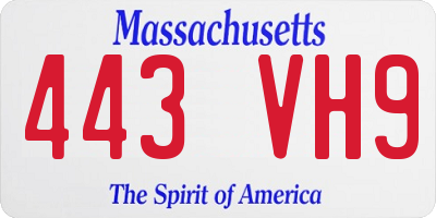 MA license plate 443VH9