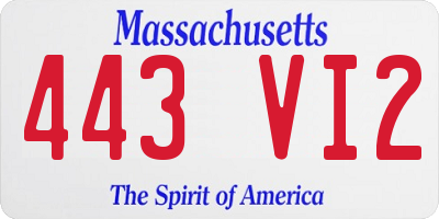 MA license plate 443VI2