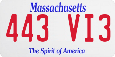 MA license plate 443VI3